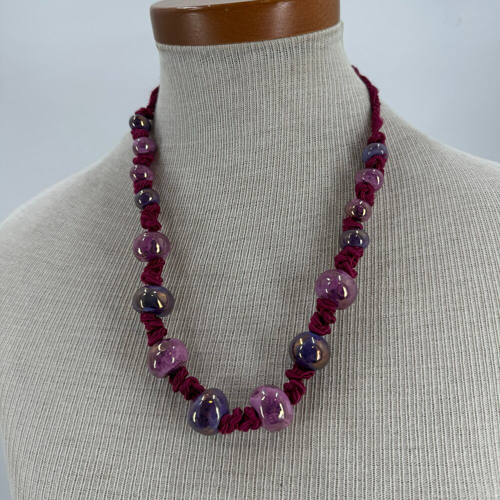 Vintage pink and purple beaded necklace